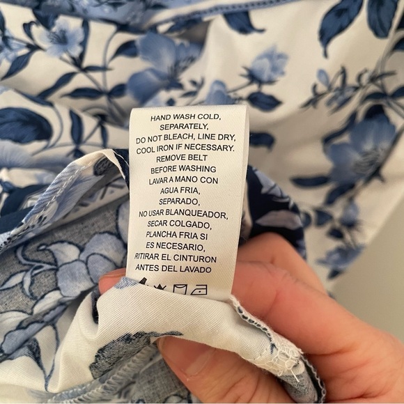 New JOIE Floral Puff Sleeve Belted Cotton Dress - Picture 7 of 9